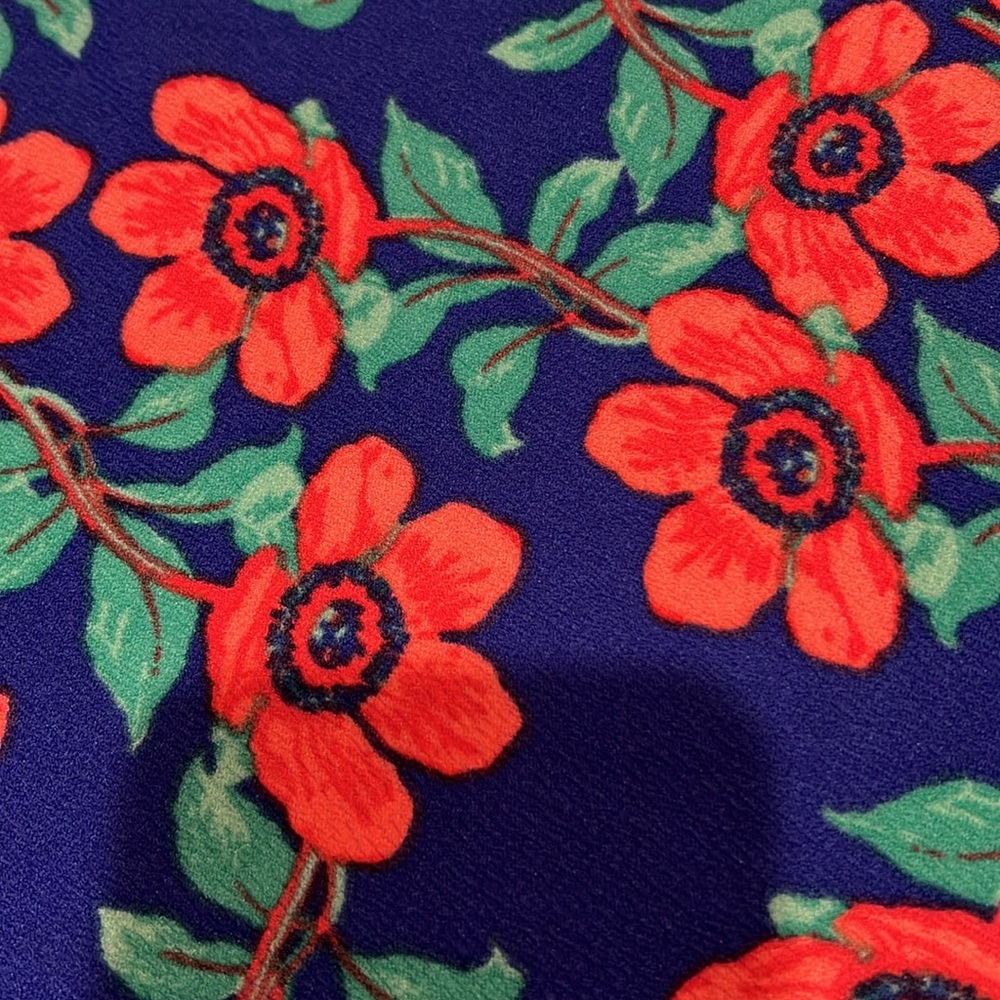 Blue & Coral Floral Print Pencil Pull on Style Skirt XL vibrant - Picture 3 of 4